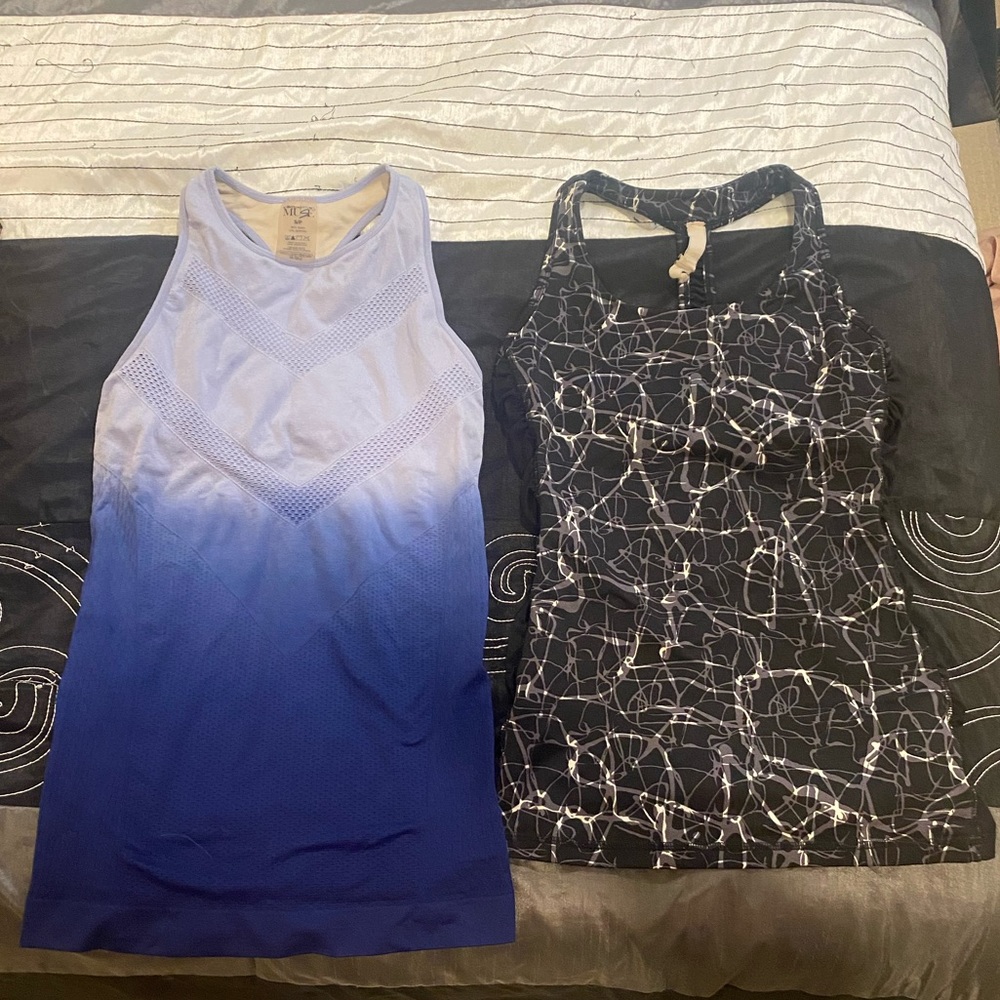Pair of Active sports tanks with built in bras